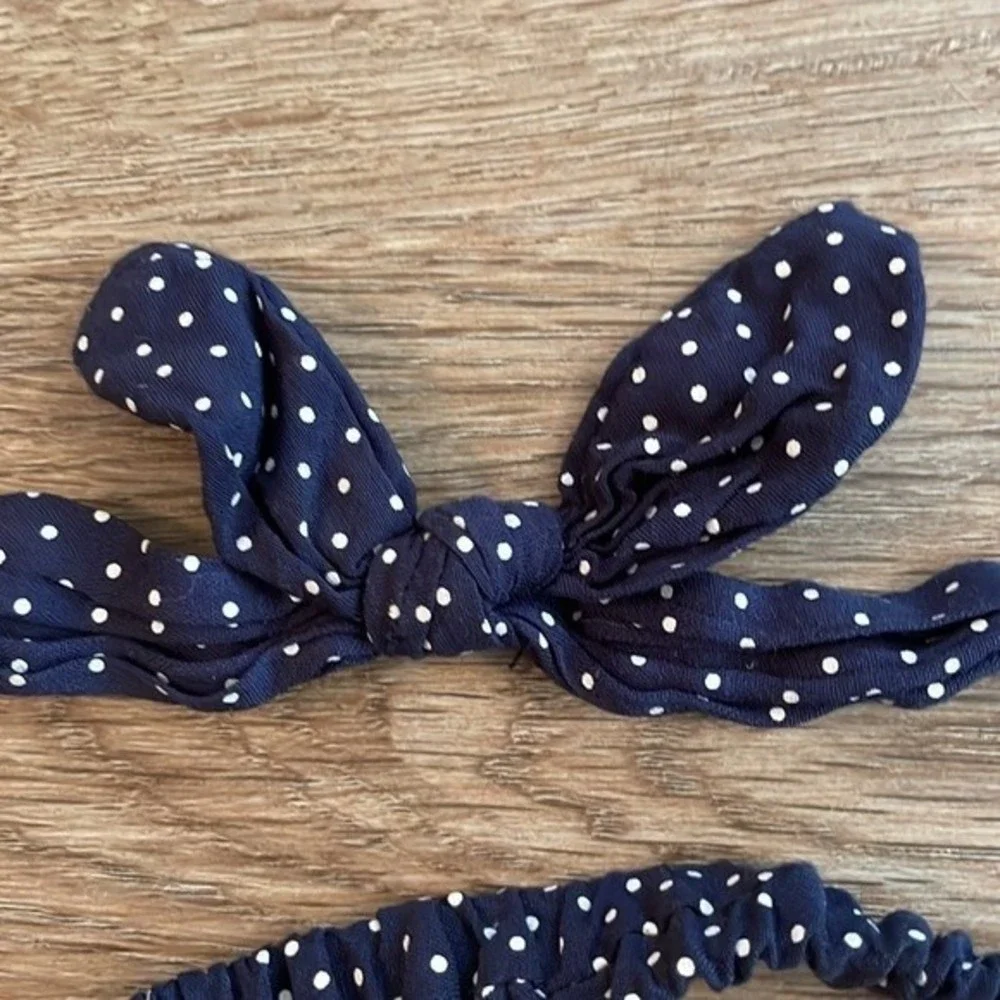 H&M Navy Polka Dot Bow Elastic Headband
